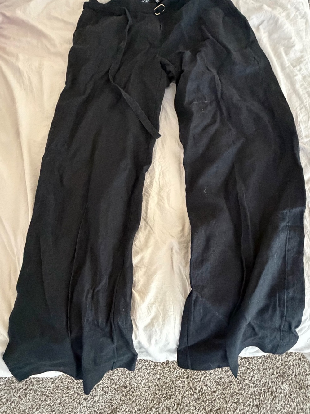 Abercrombie & Fitch Black Wide-Leg Linen Trousers